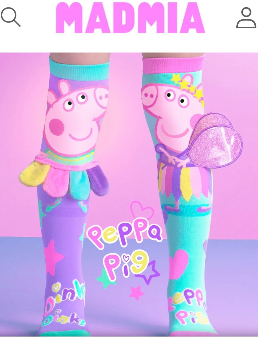 MADMIA  Peppa Pig Knee-High Socks in Pink, Purple & Teal